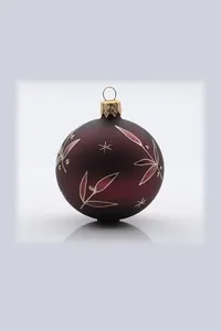 Bordo Yaprak Desenli Yılbaşı Topu