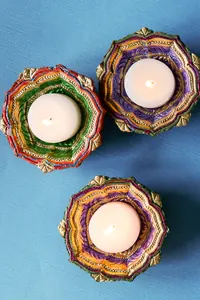Çok Renkli Boyalı Tealight Mumluk