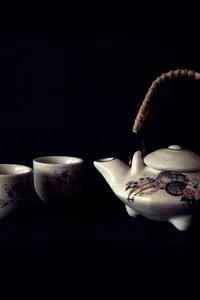 Krem Desenli Porselen Çay Seti