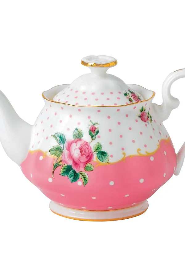 Pembe Güllü Porselen Demlik
